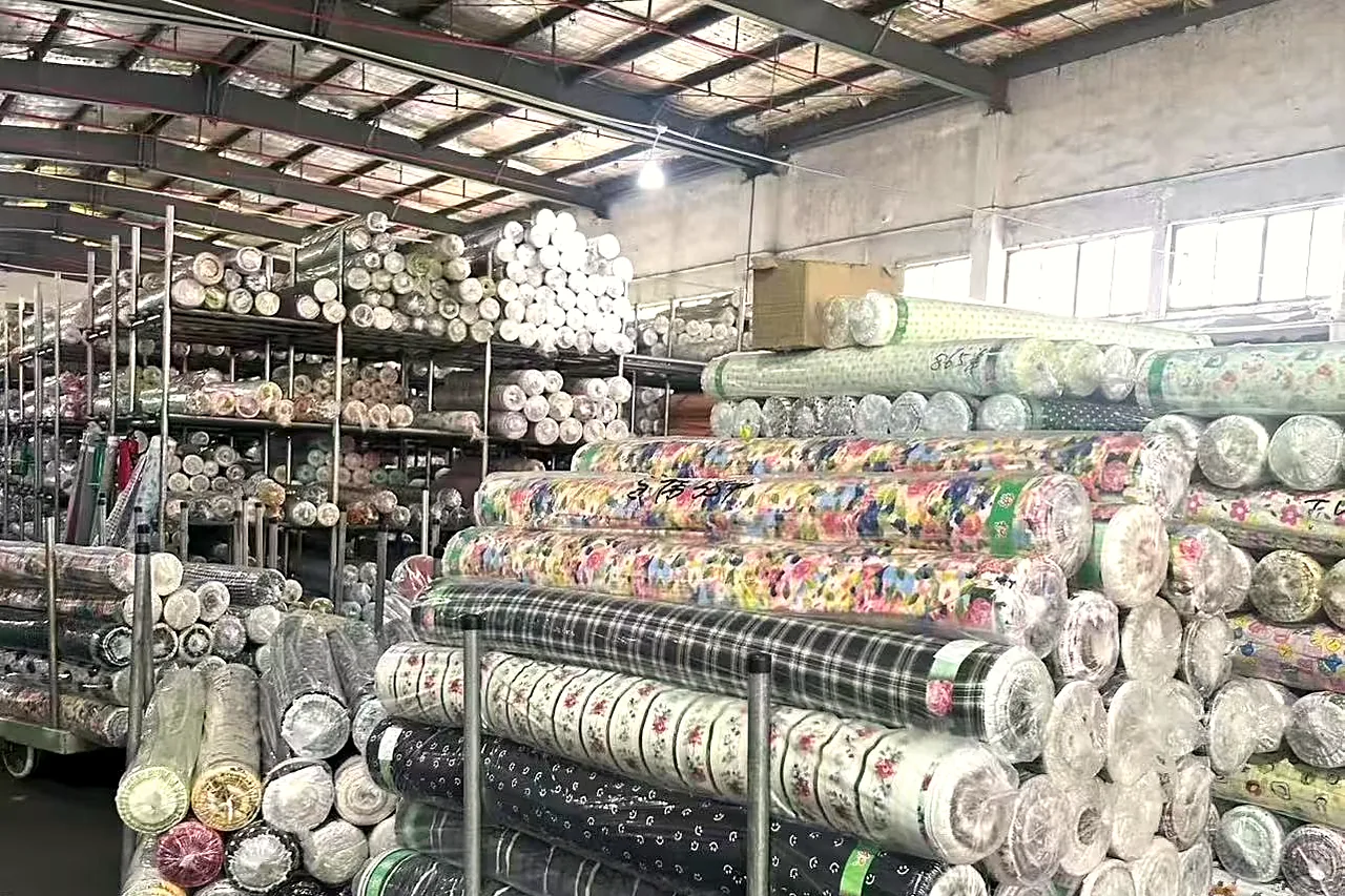 Fabric rolls stored in our own fabric warehouse