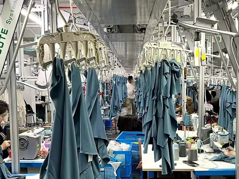 Hanging garment finishing line