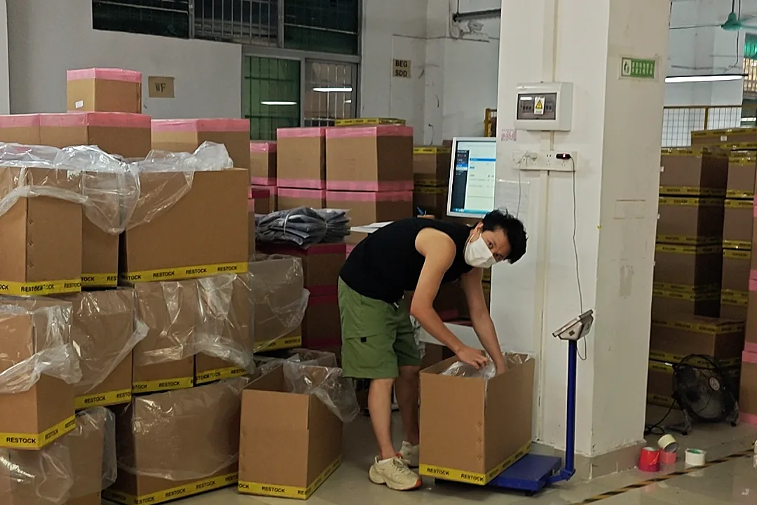 Export cartons sealed and labelled for shipment